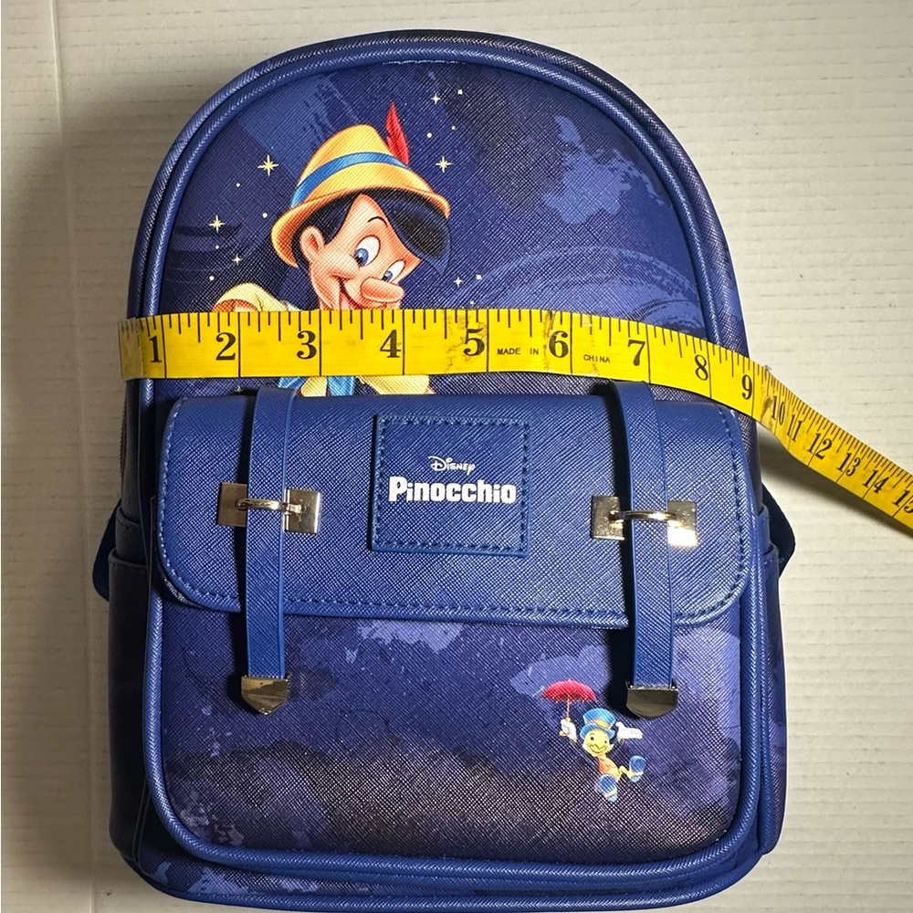 Disney Pinocchio‎ Purse Backpack 11″ Faux Leather Travel Blue Bag Jiminy Cricket - Picture 9 of 13